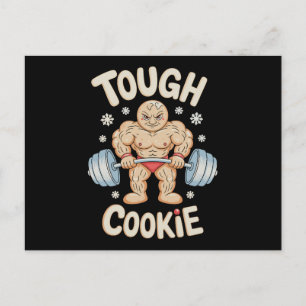 Cartão Postal De Festividades Tough Cookie Treino de Ginásio Gingerbread Natal