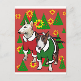 Cartão Postal De Festividades Touro de Natal terrier