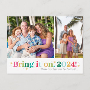 Cartão Postal De Festividades Traga-O Em Dois Cartão-Postal Para Felizes anos no