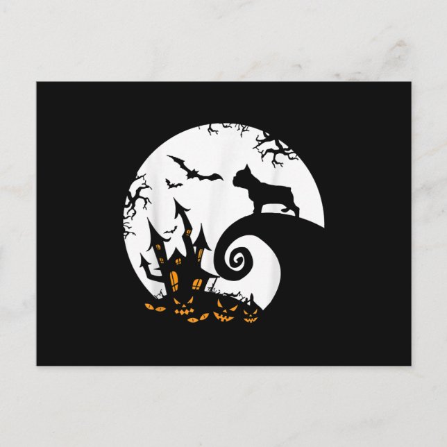 Cartão Postal De Festividades Traje de Halloween engraçado do Bulldog Francês e  (Frente)