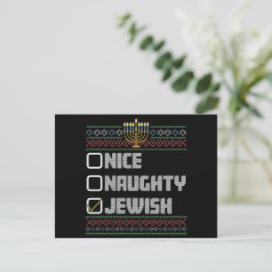 Cartão Postal De Festividades Travesso Bonito Papai Noel Judeu Natal Feio Hanukk