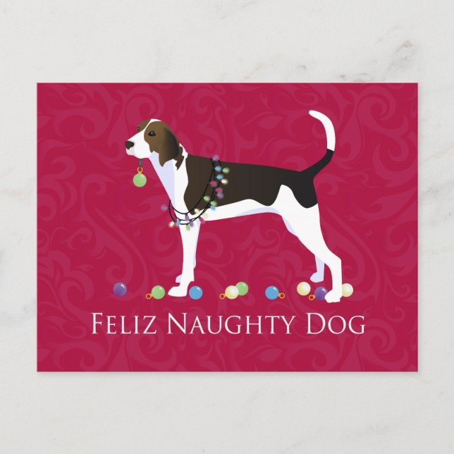 Cartão Postal De Festividades Treing Walker Coonhound Christmas (Frente)