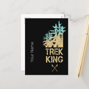 Cartão Postal De Festividades Trekking and Caminking Outdoor Vintage Forest Desi