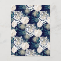 Trender Tiger Animal Watercolor Floral Blue Design