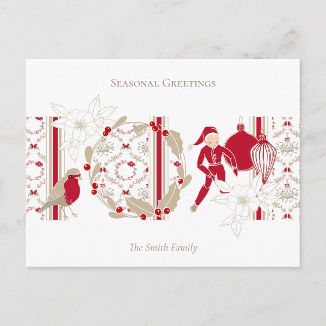 Cartão Postal De Festividades Trendy Whimsical Seasons Saudações (Frente)