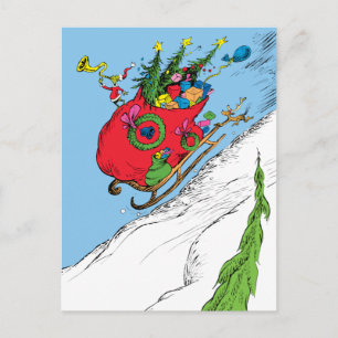 Cartão Postal De Festividades Trenó Fuga do Grinch e Max