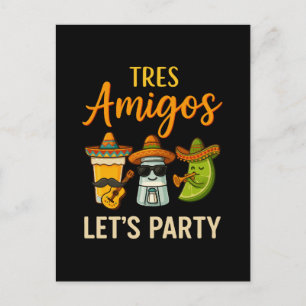 Cartão Postal De Festividades Tres Amigos Tequila Salt Limão Cinco De Mayo