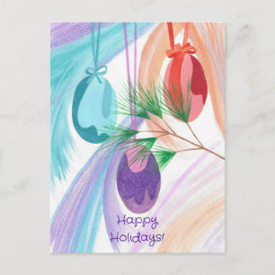 Cartão Postal De Festividades Três Bolas de Natal Cartões-postais de feriado