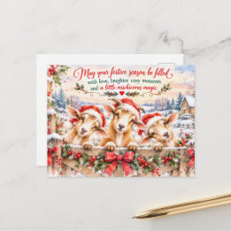 Cartão Postal De Festividades Três Cabritos Natalinos Travessos – Aquarela Festi