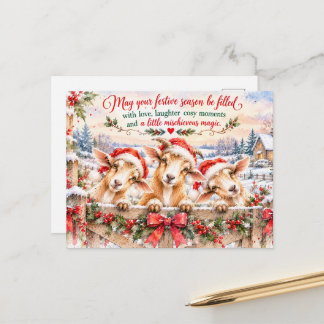 Cartão Postal De Festividades Três Cabritos Natalinos Travessos – Aquarela Festi