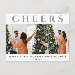 Cartão Postal De Festividades Três Fotos Simples Elegantes Modernas Feliz Ano No