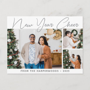 Cartão Postal De Festividades Três Fotos Simples Elegantes Modernas Feliz Ano No