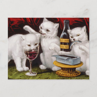 Cartão Postal De Festividades Três gatinhos alegres