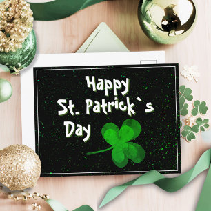 Cartão Postal De Festividades Trevo Irlandês Verde Feliz Dia de São Patrício