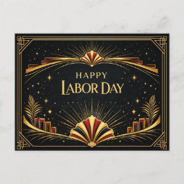 Cartão Postal De Festividades Tributo Patriótico em Ouro Art Deco Feliz Dia do T