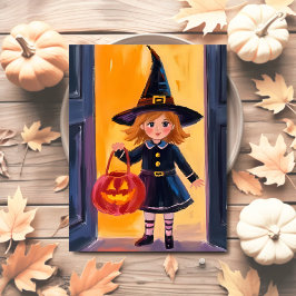 Cartão Postal De Festividades Trick or Treat Halloween Aquarela