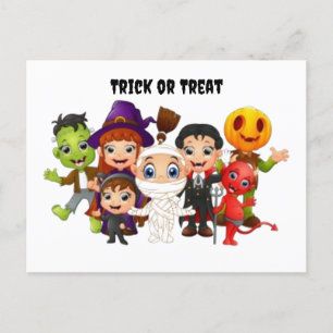 Cartão Postal De Festividades Trick ou Tratar crianças do Dia das Bruxas