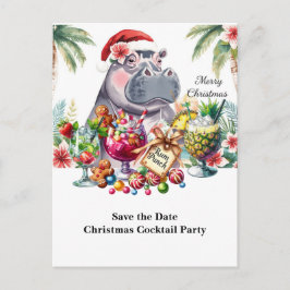 Cartão Postal De Festividades Tropical Christmas Cocktail Party Invitation