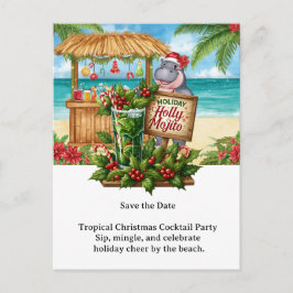 Cartão Postal De Festividades Tropical Christmas Cocktail Party Invitation