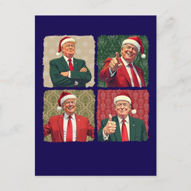 Cartão Postal De Festividades Trump Pop Art Christmas Postcard Patriotic Holiday (Frente)