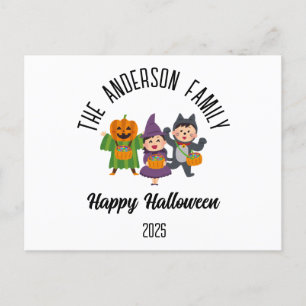 Cartão Postal De Festividades Truque ou Nome Personalizado de Tratamento de Cute