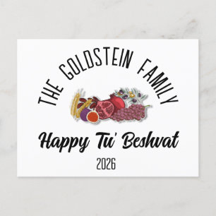 Cartão Postal De Festividades Tu beshvat Jewish Holiday Nome da Família Personal