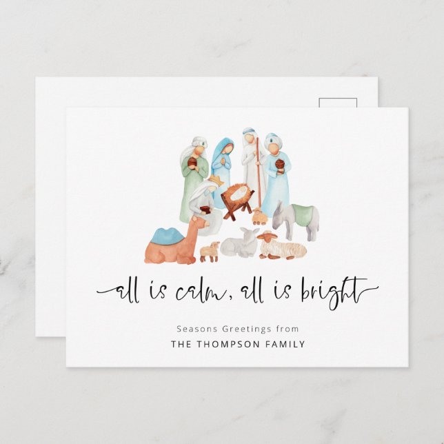Cartão Postal De Festividades Tudo É Calmo Natividade Seasons Saudações Natal (Frente/Verso)