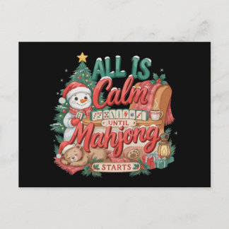 Cartão Postal De Festividades Tudo está calmo até que o Mahjong começa Natal Bon