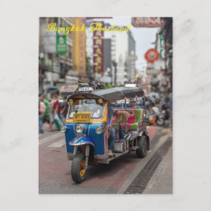 Cartão Postal De Festividades Tuk tuk on Yaowarat Road, Chinatown, Bangkok, Tail