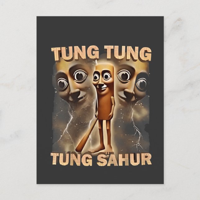 Cartão Postal De Festividades Tung tung sahur Brainrot Meme (Frente)