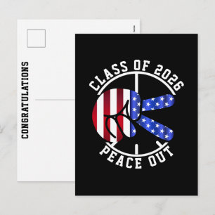 Cartão Postal De Festividades Turma de Formatura de 2026 Paz, Graduado Azul