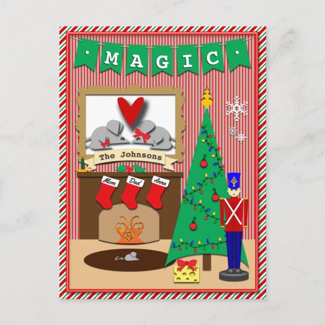 Cartão Postal De Festividades Twas the Night Before Christmas • 3 Stockings (Frente)