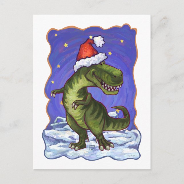 Cartão Postal De Festividades Tyrannosaurus Christmas (Frente)