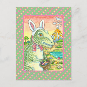 CARTÃO POSTAL DE FESTIVIDADES TYRANNOSAURUS, CUTE T-REX, LESTE BUNNY DINO
