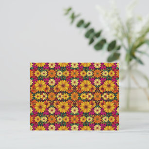 Cartão Postal De Festividades Uau! Padrão floral colorido e brilhante.