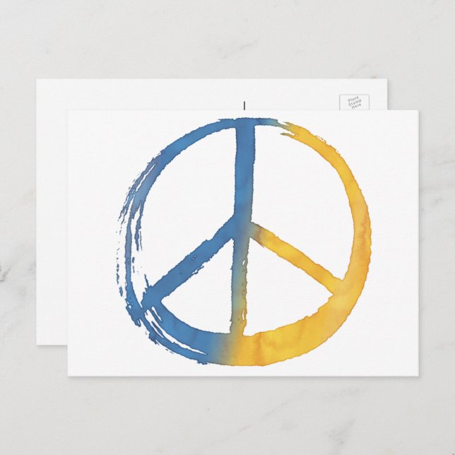 Cartão Postal De Festividades Ucraniano - Símbolo PEACE - Símbolo Ucrânia Cores  (Frente/Verso)