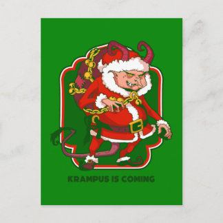Cartão Postal De Festividades ugly christmas krampus is coming funny