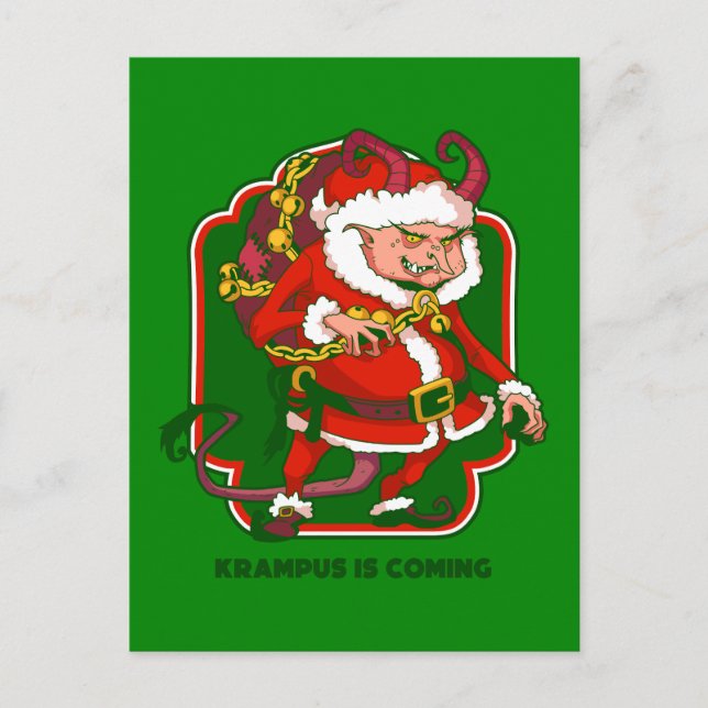 Cartão Postal De Festividades ugly christmas krampus is coming funny (Frente)
