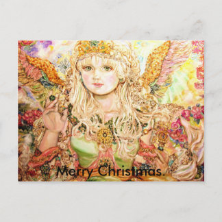 Cartão Postal De Festividades Um anjo esmeralda., Natal alegre