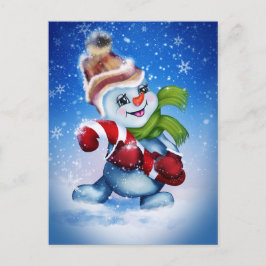 Cartão Postal De Festividades Um boneco de neve festivo