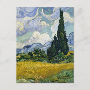 Cartão Postal De Festividades Um campo de rodas com Cypress Van Gogh