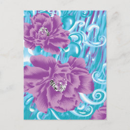 Cartão Postal De Festividades Um design têxtil vibrante com roxo e turq