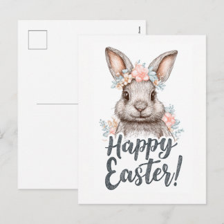 Cartão Postal De Festividades Um encantador coelho de Páscoa pintado à mão