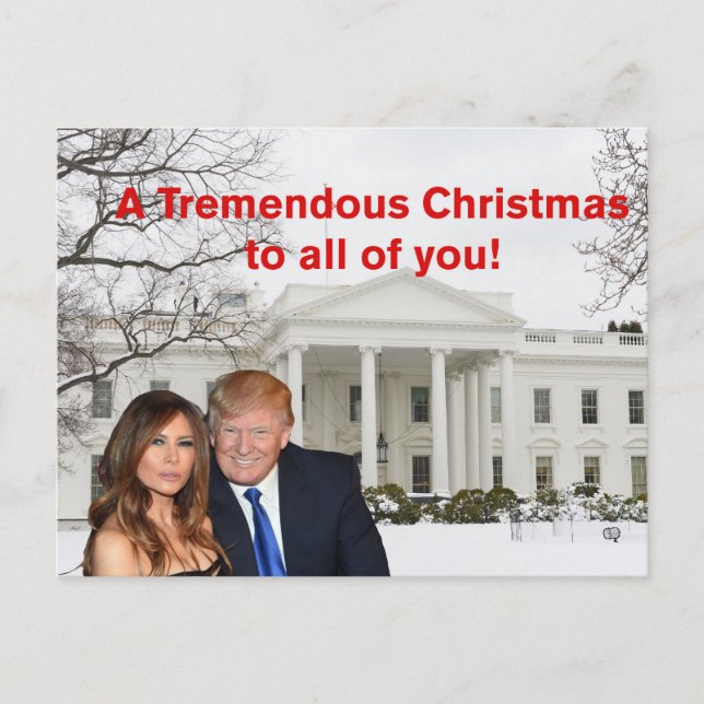Cartão Postal De Festividades Um enorme Natal de Donald e Melania (Frente)