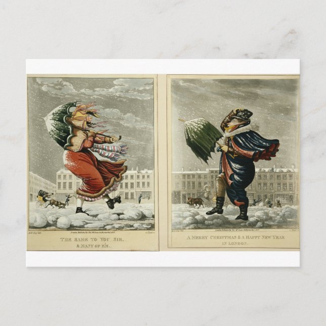 Cartão Postal De Festividades Um Feliz Natal e um Feliz ano novo em Londres: (Frente)