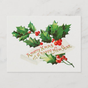 Cartão Postal De Festividades Um Feliz Natal e uma Vintage Feliz ano novo