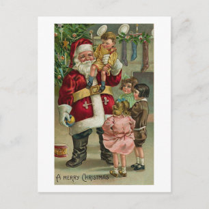 Cartão Postal De Festividades Um Feliz Papai noel de Natal e Crianças