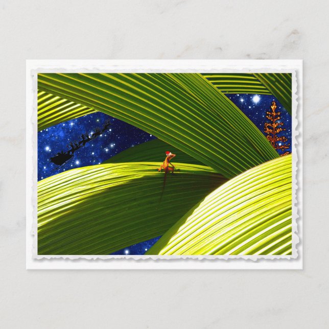 Cartão Postal De Festividades Um Natal tropical de Gecko Lizard (Frente)