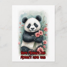 Cartão Postal De Festividades Um Panda Fofo deseja um Feliz Dia das Mães em um