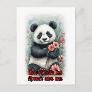 Cartão Postal De Festividades Um Panda Fofo deseja um Feliz Dia das Mães em um